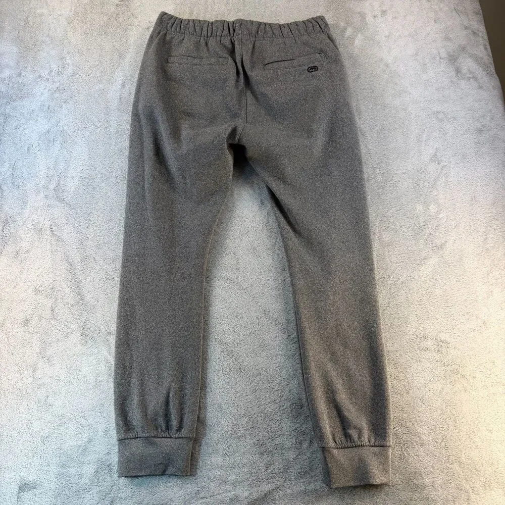 Ecko Unltd Men's Small Gray Jogger Sweatpants Logo Zip Pocket Tapered